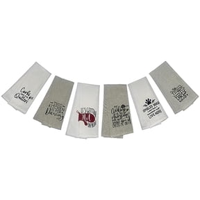 Set of 6, 100% Cotton Wine Design Funny Cute Saying Flour Sack Kitchen Towels/Dish Towels for Wedding, Baby Shower, Home Decor, Housewarming, Other Occasions Size: 15 X 25 Inch.
