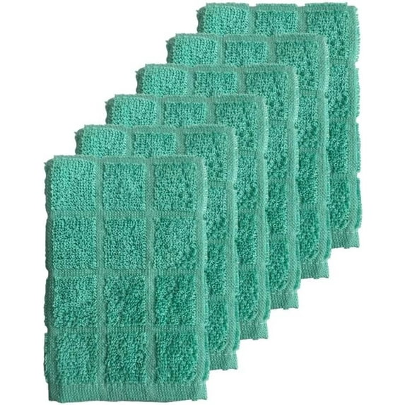 Set of 6, 100% Ringspun Cotton Window Panel Dish Cloths Size: 12 x 12 inch. Ultra-Absorbent, Heavy Duty Kitchen Cleaning Towels, Maximum Softness, Absorbency Durability.