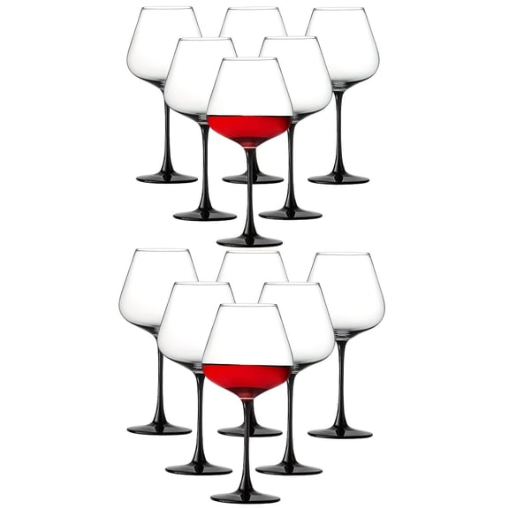 Set of 6 or 12 Large 19-Ounce Burgundy Wine Glasses, Elegant Crystal-Inspired Stemware with Sophisticated Design for Red Wine, Durable and Reusable for Home Bar or Restaurant Use
