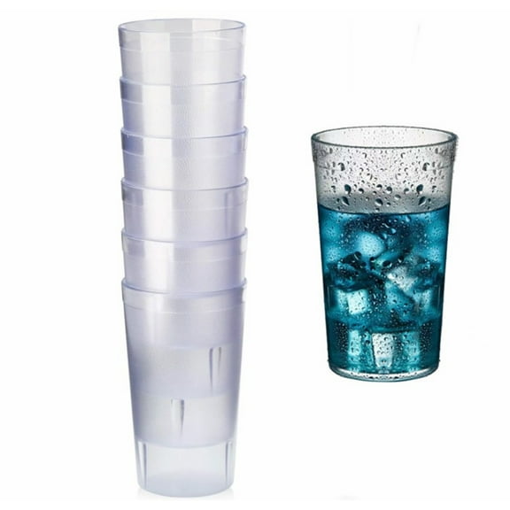 Set of 6 Acrylic Drinking Glasses,16 Oz Frosted BPA-Free Cups,Reusable Drinking Cups,Shatter-Proof Durable Drinkware,Dishwasher Safe Cups for Reusable