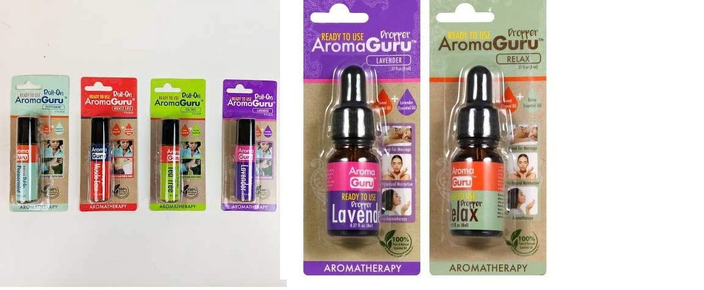 Set of 6 All CM31 Natural Essential Oil RollOns by Aroma Guru Includes Peppermint, Muscle