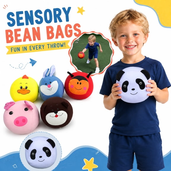 Set of 6 Animal Sensory Bean Bags for Student, Stuffed Plush Toss & Catch Game Toys, Student Active Play Gear with Duck Bunny Ladybug Pig Bear Panda Character Designs