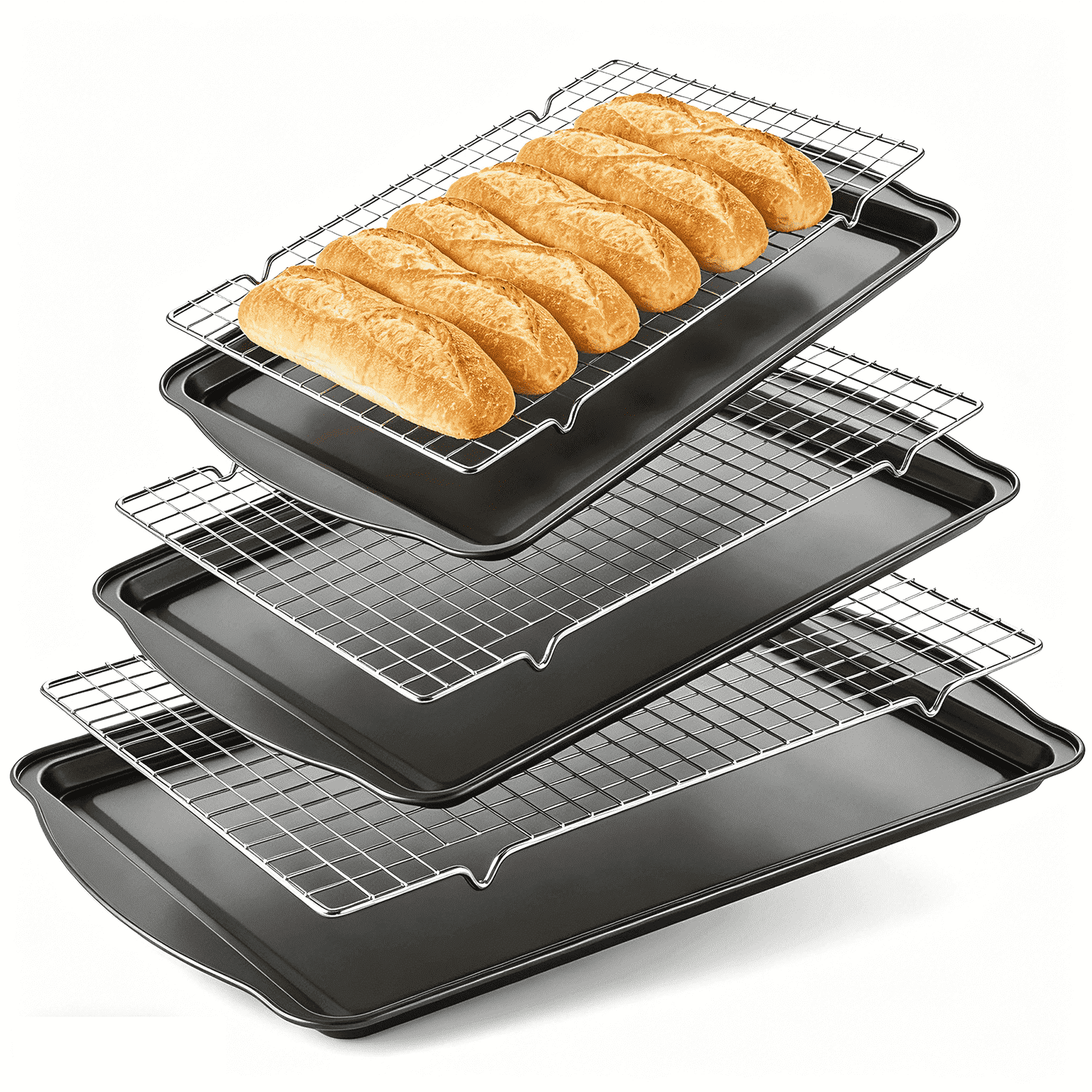 Set 6 Baking Sheets Cooling Racks 13 15 17 Inch Carbon Steel Cookie Sheets Nonstick Rust Warp Resistant Stackable Storage Easy Clean: What Shoppers Should Know