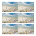 thumbnail image 1 of Set of 6 Beach Ocean Coral Placemats, Heat Resistant Flax Table Mats with Starfish and Nautical Pattern, Wrinkle Free and Machine Washable Summer Dining Decor, 1 of 5