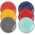 thumbnail image 1 of Set of 6 Ceramic 8.5" Salad & Dessert Plates, Colorful Design, for Appetizers & Sushi, Microwave/Oven/Dishwasher Safe, Ideal for Parties, Weddings, Birthdays & Mother's Day Gifts, 1 of 10