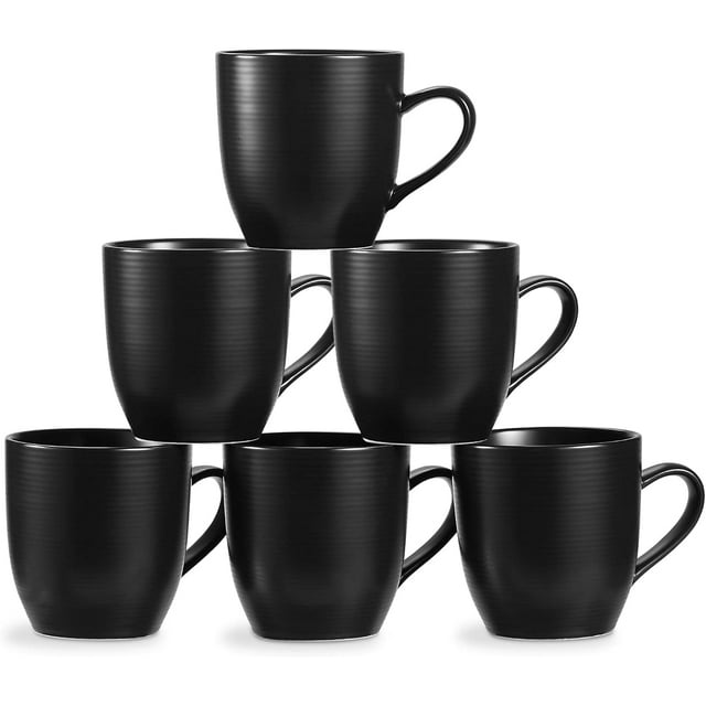Set of 6 Ceramic Coffee Mugs 16 oz with Handle for Tea, Cocoa, Milk