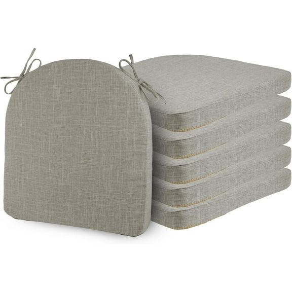 Set of 6 Chair Cushions for Dining Chairs Non Slip Seat Cushion with Ties and Machine Washable Cover Foam Kitchen Chair Pads Indoor 17x17x2 inches Grey