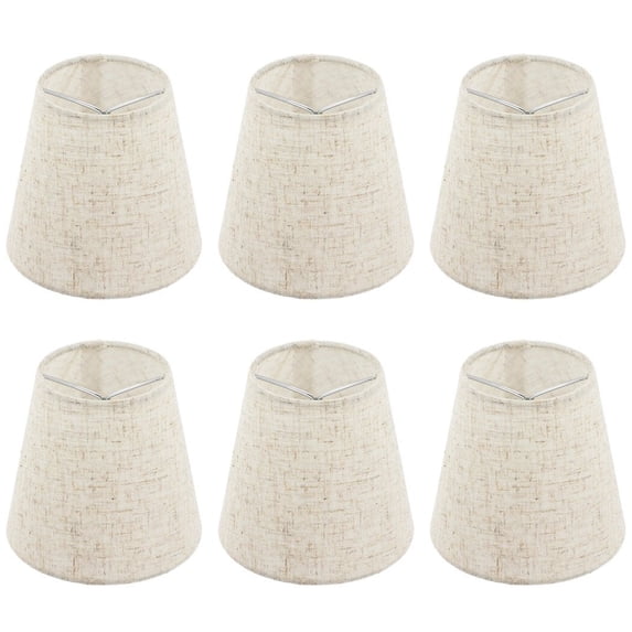 6 Pcs Chandelier Lamp Shades 5 Inch, Mini Barrel Lampshades Clip On for Table Lamp Wall Lamp Replacement, Natural Linen Mini Lamp Shade, 3.5x5x5.5in (Top Height Bottom)