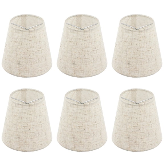 6 Pcs Chandelier Lamp Shades 5 Inch, Mini Barrel Lampshades Clip On for Table Lamp Wall Lamp Replacement, Natural Linen Mini Lamp Shade, 3.5x5x5.5in (Top Height Bottom)