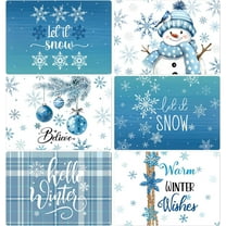 Set of 6 Christmas Placemats 17 x 12'''' Xmas Place Mats Snowman Snowflake Winter Placemats Plastic Washable Table Mats for Winter Home Dining Kitchen Party Decor Gift