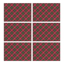 Set of 6 Classic Checkered Pattern Placemats Machine Washable Durable Linen Table Mats Heat Resistant Wrinkle Free Traditional Plaid Place Mats for Dining Table Kitchen