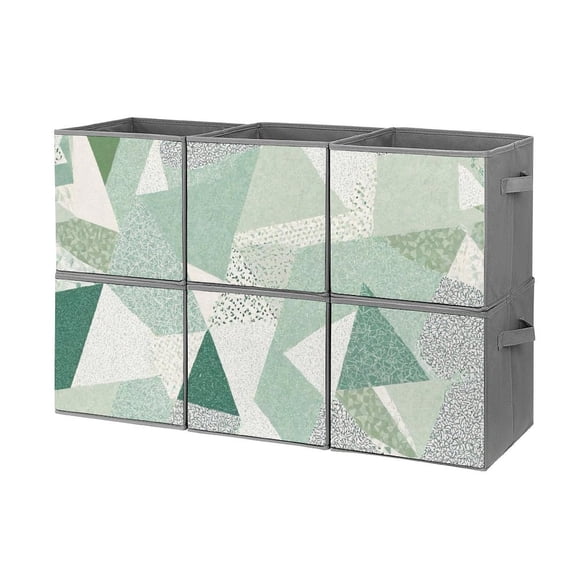 Set of 6 Collapsible Oxford Fabric Storage Cubes with Handles, Foldable Closet Organizer Bins for Clothes, Toys, Shelves, Home & Kitchen Light Mint Green