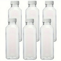 Set of 6 Disposable Juice Container with Caps, 12 Oz Reusable, Clear & Empty Smoothie Bottle For Grab & Go Drink & Juicing Journey, BPA-Free Plastic Water Bottles, Handy