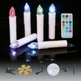 thumbnail image 1 of Set of 6 Flameless Taper Candles with Clips, Flickering LED Christmas Lights for Windows & Trees, Remote Control & Timer Included, Safe Battery Operation, 1 of 9