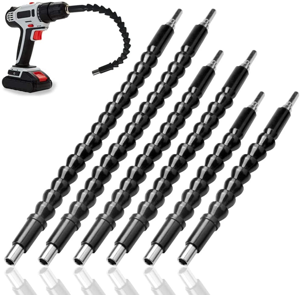 Set of 6, Flexible Drill Bit Extension Kits, DaKuan 11.8 Inch 9.8 Inch 7.8  Inch Different Sizes Flexible Screwdriver Shaft Easy Bendable Snake Driver