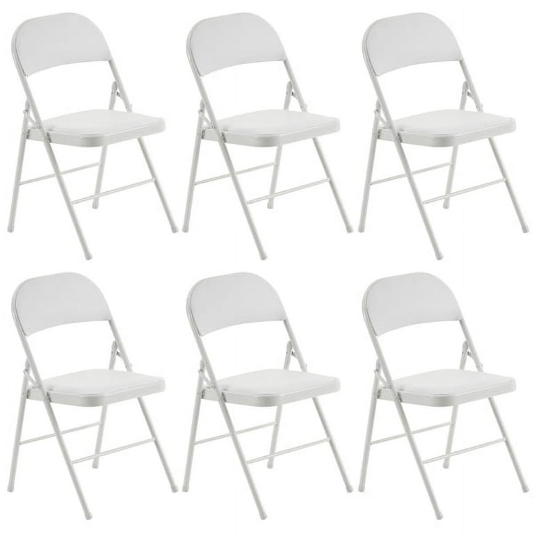 Set of 6 Folding Chairs Upholstered Chair Set PVC Lounge Chair
