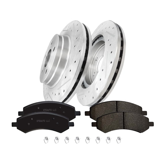 Set 6 Front Drilled Brake Rotors-Ceramic Brake Pad To 2019-2021 Ram 1500 Classic