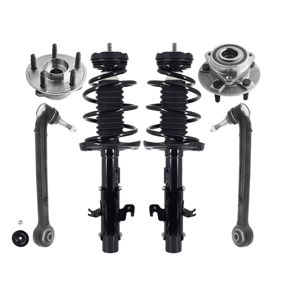 Set of 6 Front Lower Rearward Control Arm Ball Joint-Wheel Hub Bearing Assembly-Quick Complete Strut-Coil Spring Assembly For 2013-2015 Chevrolet Camaro SS