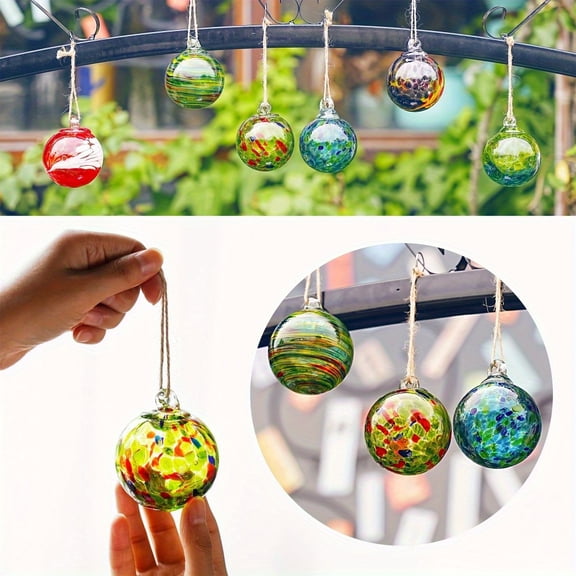Set 6 Hand-Blown Christmas Ornaments Balls Hanging Balls Witches Gazing for Home Window Garden Patio Xmas Christmas Tree- Valentine'S Day, Easter Gift for Mom, Wife, Women, for friends