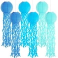 thumbnail image 1 of Set of 6 Hanging Jellyfish Paper Lanterns Blue Jellyfish Decor for The Sea Ocean Party, Mermaid Birthday Decoration, Baby Shower, Nautical Events (Blue), 1 of 7