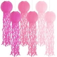 thumbnail image 1 of Set of 6 Hanging Jellyfish Paper Lanterns Blue Jellyfish Decor for The Sea Ocean Party, Mermaid Birthday Decoration, Baby Shower, Nautical Events (Pink), 1 of 14