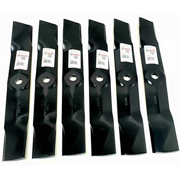 Set of 6 Heat Treated Blades for John Deere M145476, M127500, M127674 (3 Blades Required for 48" Cut, 17" Length, 2-1/2" Width, .800" Center Hole, .204" Thickness)