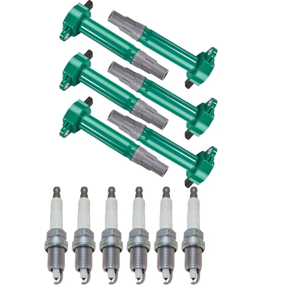 Set of 6 ISA Green Color Igntion Coils and 6 NGK Spark Plugs Compatible with 2006 Chrysler 300 Base Sedan 4-Door 3.5L 3518CC 215Cu. In. V6 GAS SOHC Replacement for UF502
