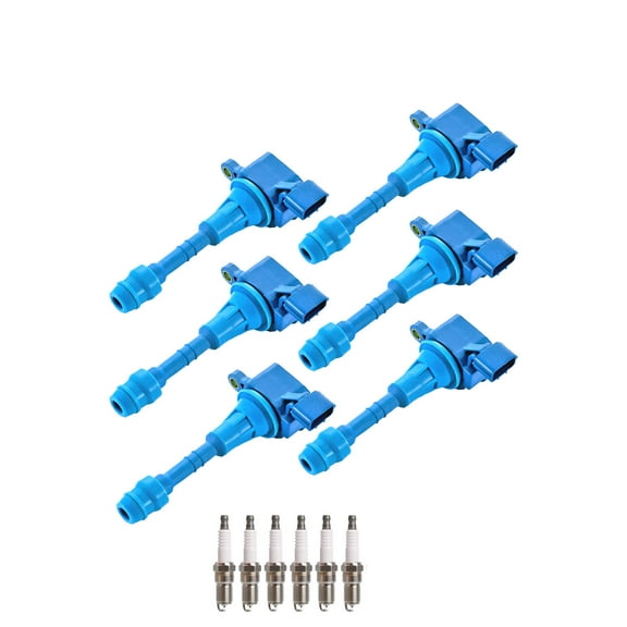 Set of 6 ISA High Performance Ignition Coils + 6 Spark Plugs #   Compatible with 2002-2003 Nissan Altima Base Sedan 4-Door 3.5L 3498CC V6 Replacement for UF349