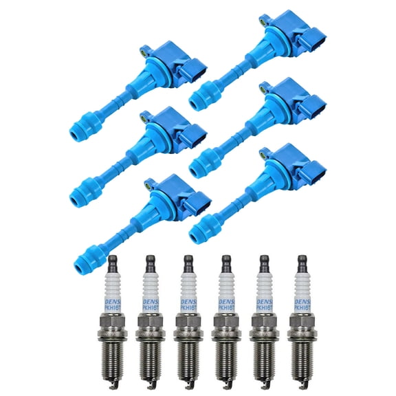 Set of 6 ISA High Performance Ignition Coils and 6 Denso Spark Plugs Compatible with 2003-2004 Infiniti I35 3.5L 3498CC V6 GAS DOHC Naturally Aspirated Replacement for UF349
