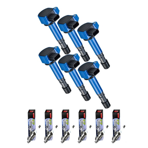 Set of 6 ISA High Performance Ignition Coils and 6 Denso Spark Plugs Compatible with 2004 Honda HX Coupe 2-Door 1.7L 1700CC l4 GAS SOHC Naturally Aspirated Replacement for UF400
