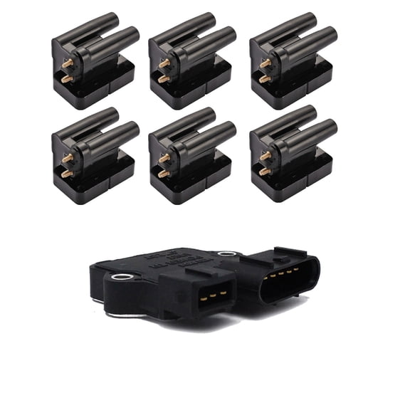 Set of 6 ISA Ignition Coil and 1 Ignition Module Compatible with 2001 Mitsubishi Montero Sport XS Sport Utility 4-Door 3.5L 3497CC 215Cu. In. V6 GAS SOHC Naturally Replacement for UF143 LX607