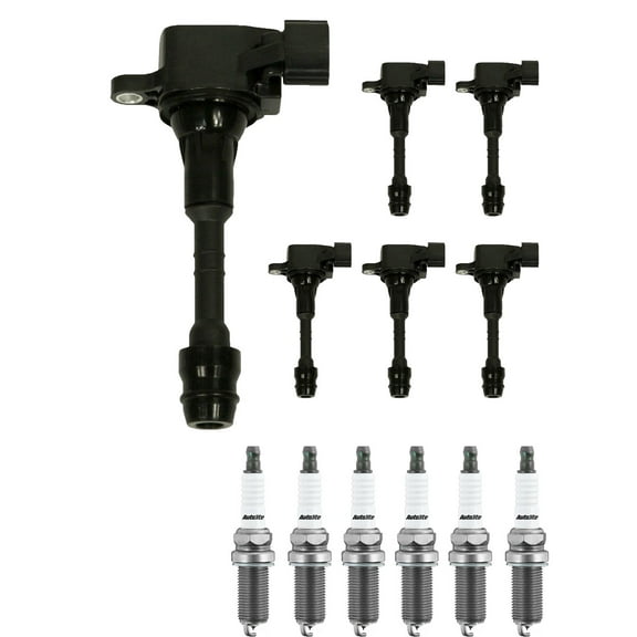 Set of 6 ISA Ignition Coils and 6 Autolite Spark Plugs replace for 2006 Nissan Quest SL Special Edition Mini Passenger Van 4-Door 3.5L 3498CC V6 GAS DOHC Compatible with UF349