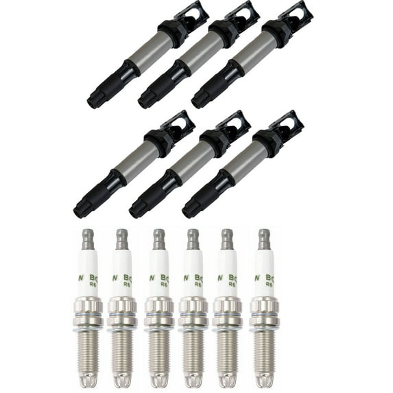 Set of 6 ISA Ignition Coils and 6 Bosch Spark Plugs Compatible with 2012-2013 BMW 335is Base Coupe 2-Door 3.0L 2979CC l6 GAS DOHC Turbocharged Replacement for UF522