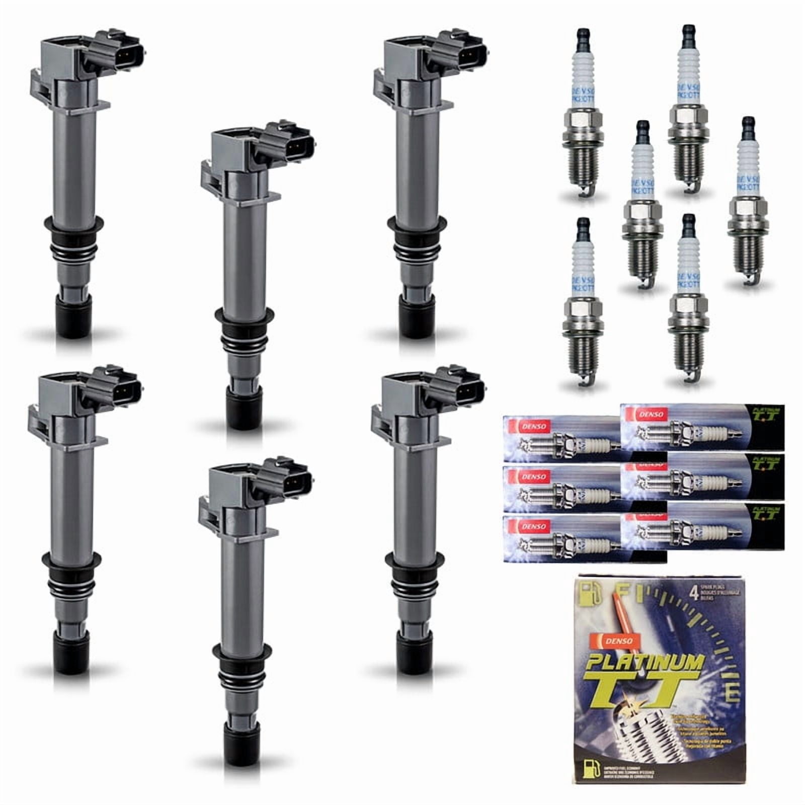 ISA Pack 6 UF270 Ignition Coil and Denso Spark Plugs 3.7 V6 2002 2003 2004 2005 2006 2007 2008 For Dodge Jeep Mitsubishi Liberty Grand Cherokee Raider Commander Nitro Durango Replacement for 4504