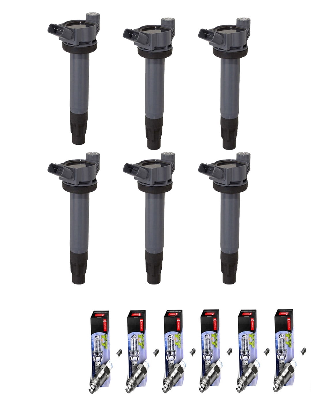 Set of 6 ISA Ignition Coil Pack with 6 Denso Spark Plug 3.3L 3.3 V6 2004 2005 2006 2007 2008 For Lexus Toyota Camry Sienna Solara Highlander ES330 RX330 RX400h for C1452 UF506 UF430 4504