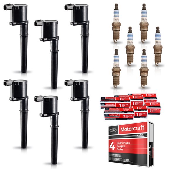 Set of 6 ISA Ignition Coils and 6  Motorcraft Spark Plugs Compatible with Ford Escape Taurus Mzda Tribute Mercury Montego Sable Replacement for DG513 DG500 FD502 SP493
