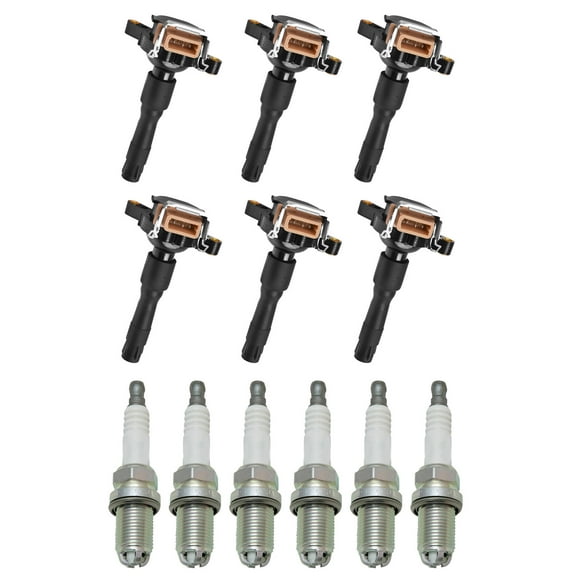 Set of 6 ISA Ignition Coils and 6 NGK Spark Plugs Compatible with 1998-2000 BMW 323i Base Sedan 4-Door 2.5L 2494CC 152Cu. In. l6 GAS DOHC Naturally Aspirated Replacement for UF354