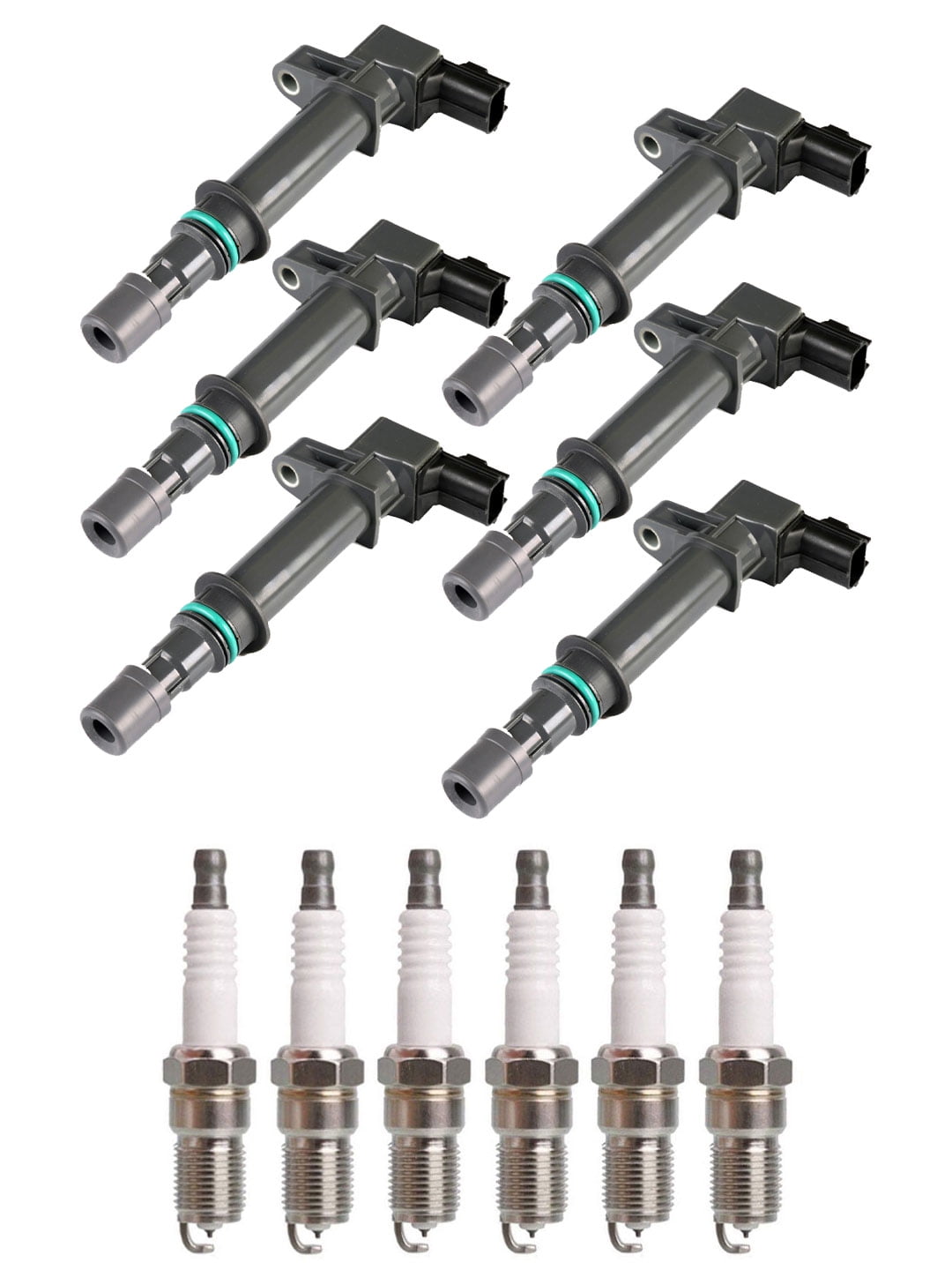 Set of 6 ISA Ignition Coils and 6 Spark Plugs Compatible with Jeep Liberty 2003-2006 Renegade Sport Utility 4-Door 3.7L 226Cu. In. V6  Replacement for UF270
