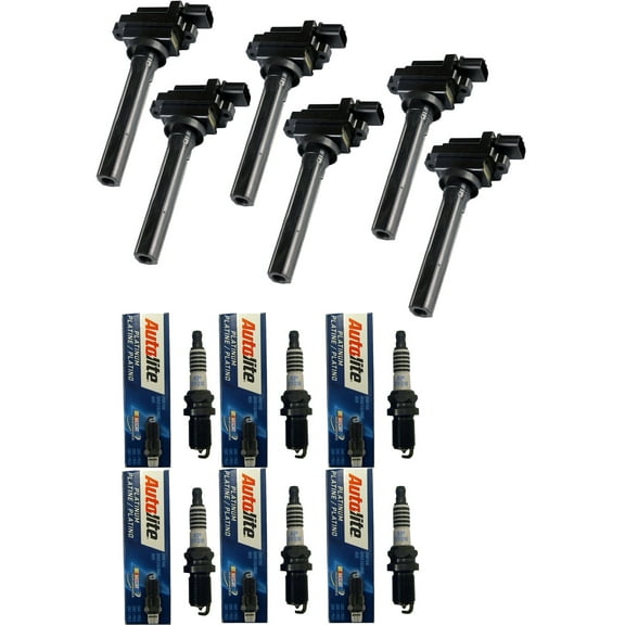 Set of 6 ISA Ignition Coils and 6 Autolite Spark Plugs Compatible with 2002-2003 Suzuki Aerio GS Sedan 4-Door 2.0L 2000CC l4 GAS DOHC Naturally Aspirated Replacement for UF237