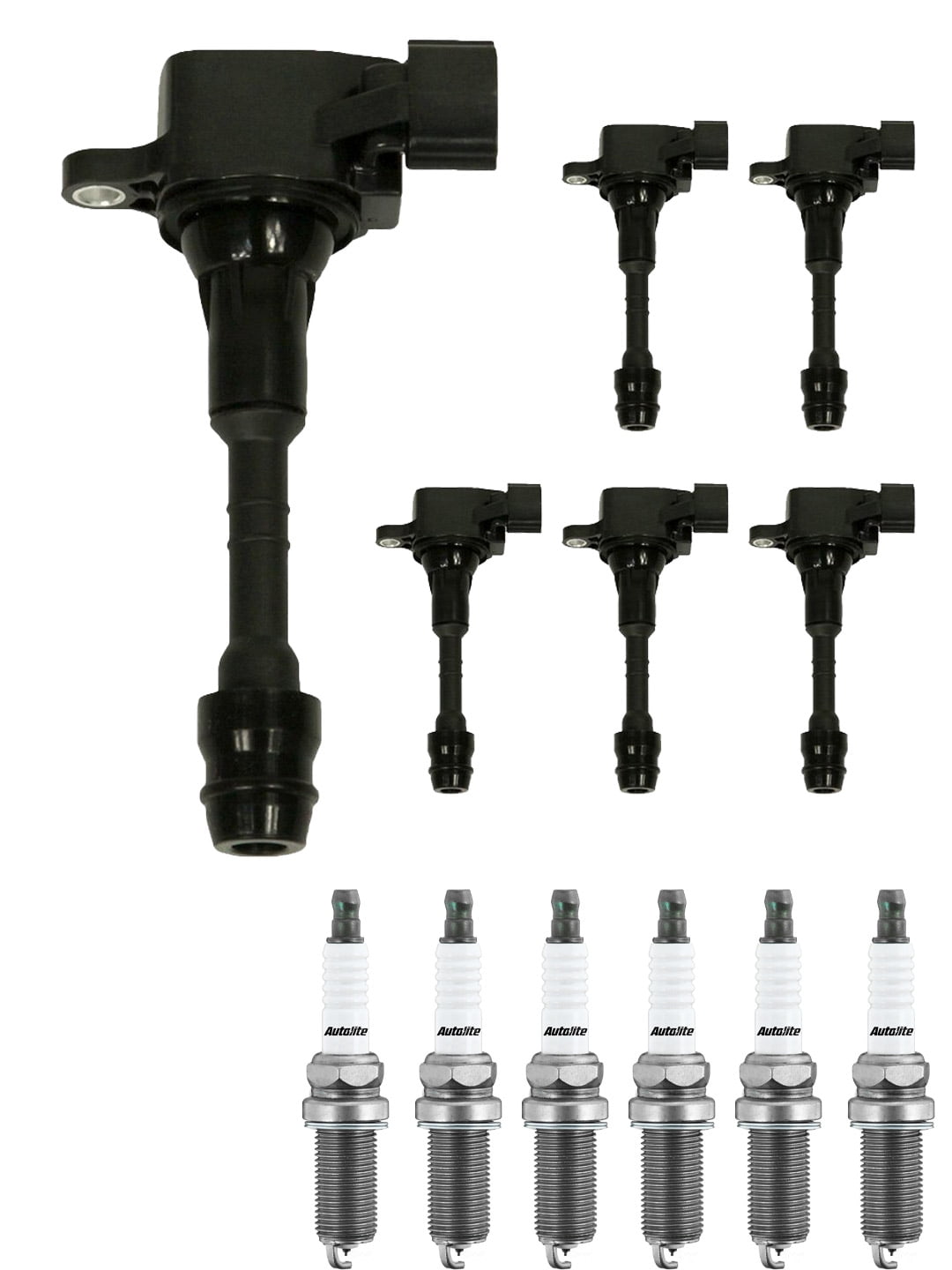 Autopartsclub2020 Ignition Coils & Spark Plugs Kit – For Nissan Infiniti V6 3.5L 4.0L 2005-2019, 6 Coils + 6 Plugs, UF349