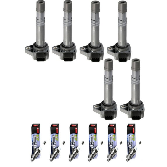 Set of 6 ISA Ignition Coils and 6 Denso Spark Plugs Compatible with 2004 Honda HX Coupe 2-Door 1.7L 1700CC l4 GAS SOHC Naturally Aspirated Replacement for UF400