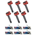 thumbnail image 1 of Set of 6 ISA Red Color Ignition Coils and 6 Denso Spark Plugs replace for 2001-2003 Acura CL Type-S Coupe 2-Door 3.2L 3210CC V6 GAS SOHC Naturally Aspirated Replacement for UF242, 1 of 4