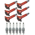 thumbnail image 1 of Set of 6 ISA Red Color Igntion Coils and 6 NGK Spark Plugs Compatible with 2011 Dodge Nitro SXT Premium Sport Utility 4-Door 3.7L 226Cu. In. V6 GAS SOHC  Replacement for UF502, 1 of 1