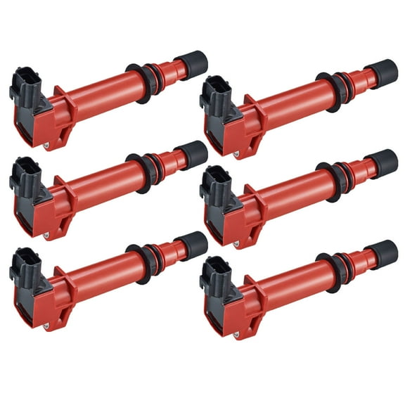 Set of 6 ISA Red Ignition Coil Compatible with Dodge Jeep Chrysler Dakota Durango Commander Grand Cherokee Liberty 2000 2001 2002 2003 2004 2005 2006 2007 2008 3.7 3.9 4.7 Replacement for UF270