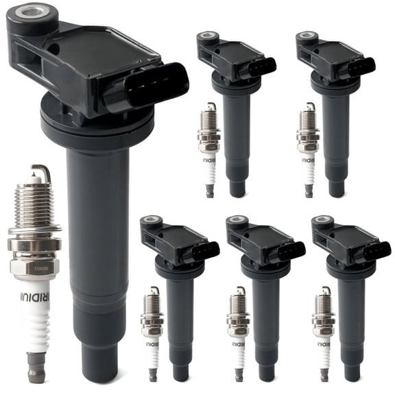 Set of 6 Ignition Coil Pack & Iridium Spark Plugs Compatible with V6 3.0L 3.3L 2000-2008 Toyota Avalon Camry Highlander Sienna Solara, 1999-2008 Lexus RX300 RX330 ES300 ES330 RX400h Replace UF267