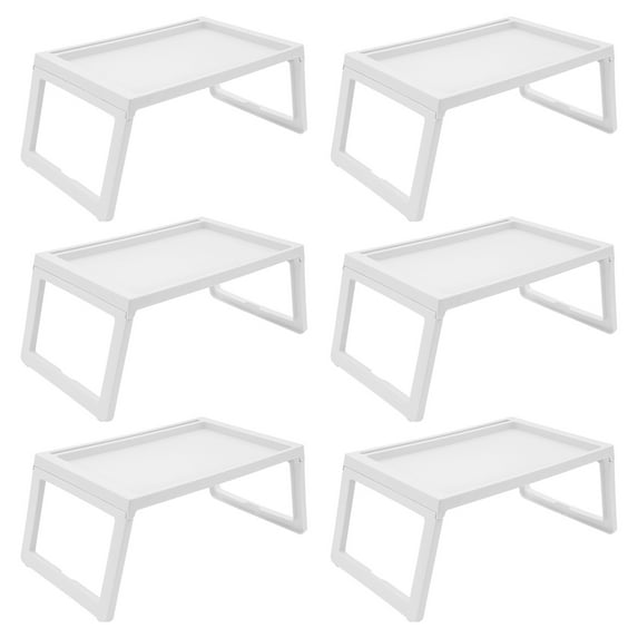 Set of 6 Lap Desk for Bed, PP Foldable Laptop Table, Portable Lap Desk, Home Office Laptop Desk Table for Notebook Tablet,Bed Tray Table, Kids Bed Dinning Desk (white)