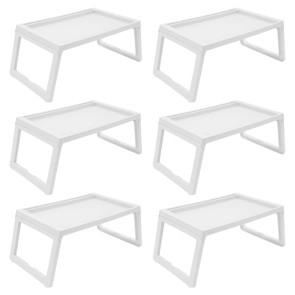Set of 6 Lap Desk for Bed, PP Foldable Laptop Table, Portable Lap Desk, Home Office Laptop Desk Table for Notebook Tablet,Bed Tray Table, Kids Bed Dinning Desk (white)
