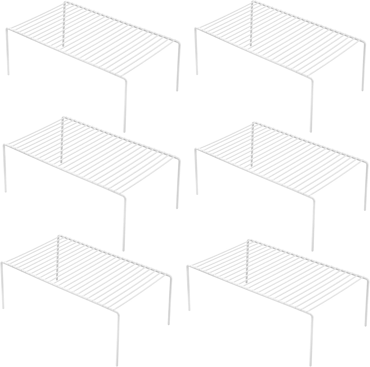 Freezer Risers Set of 6 Large (15.7 x 9.4 Inch) Kitchen Cabinet Organizer Shelf, Wire ...