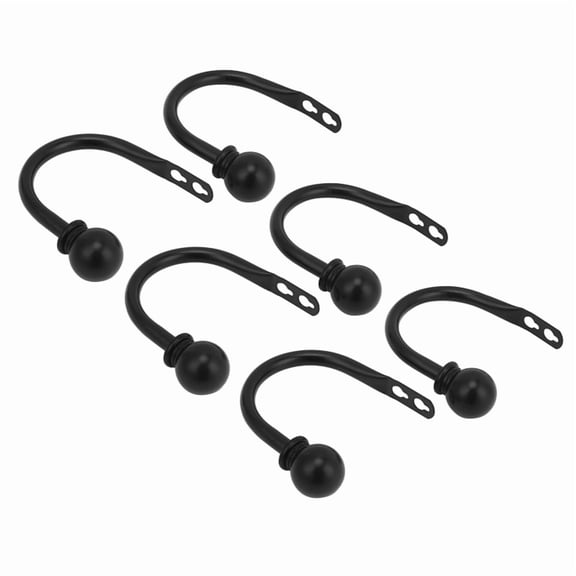 Set of 6 Metal Decorative Curtain Hold Backs, Wall Mounted Window Drapery Tiebacks with Screws, Black,6 x Curtain Hold Backs 12 x Anchors 12 x Screws,black