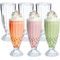 Set of 6 Milkshake Glasses with Spoons 12 Oz Clear Cocktail Glasses